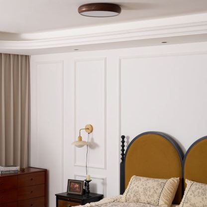 Muto Modern Round Wood Round Ceiling Light Bedroom