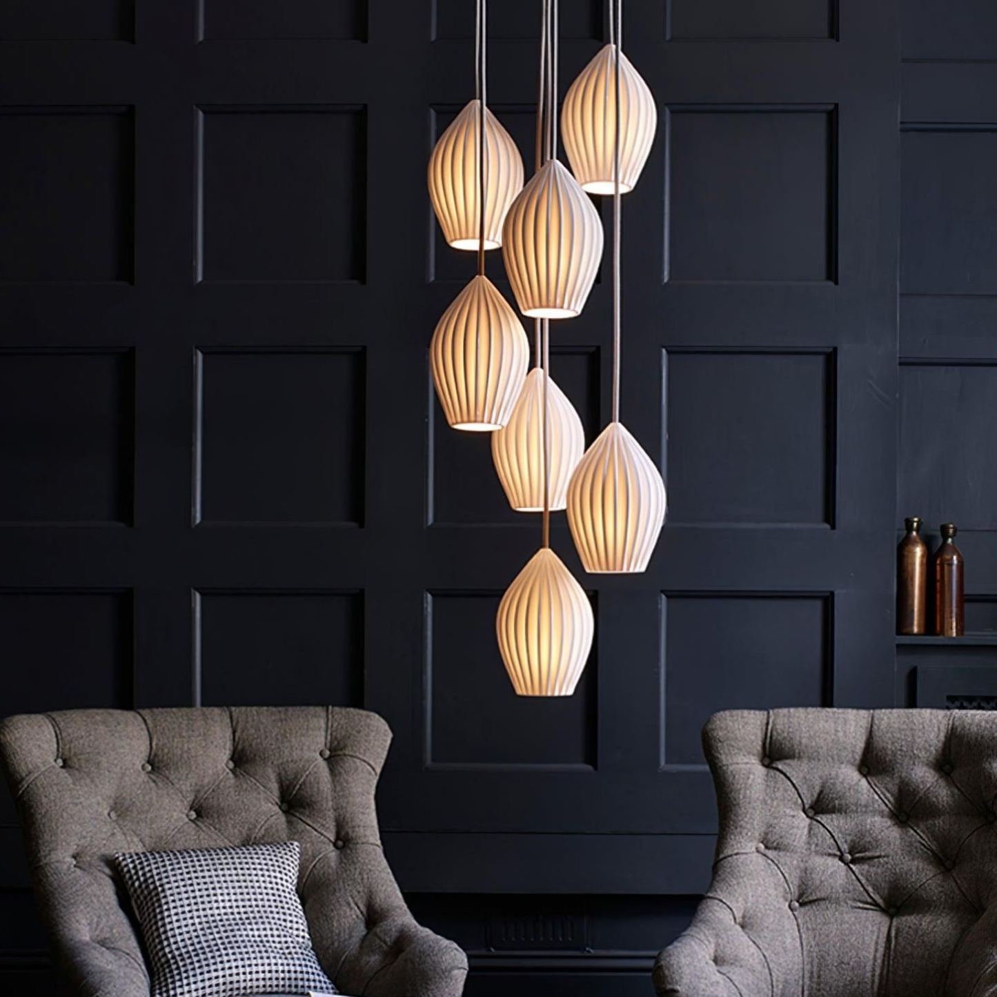 Ozawa  Modern Simplicity Ceramic Ribbed Pendant Light Bedroom