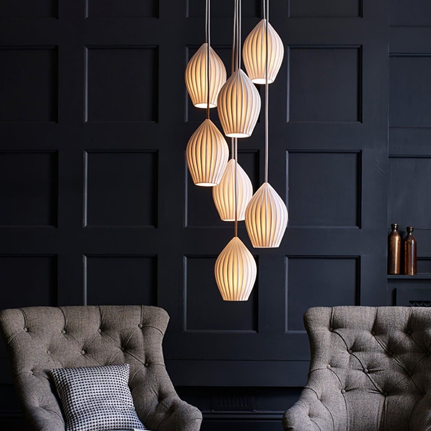 Ozawa  Modern Simplicity Ceramic Ribbed Pendant Light Bedroom