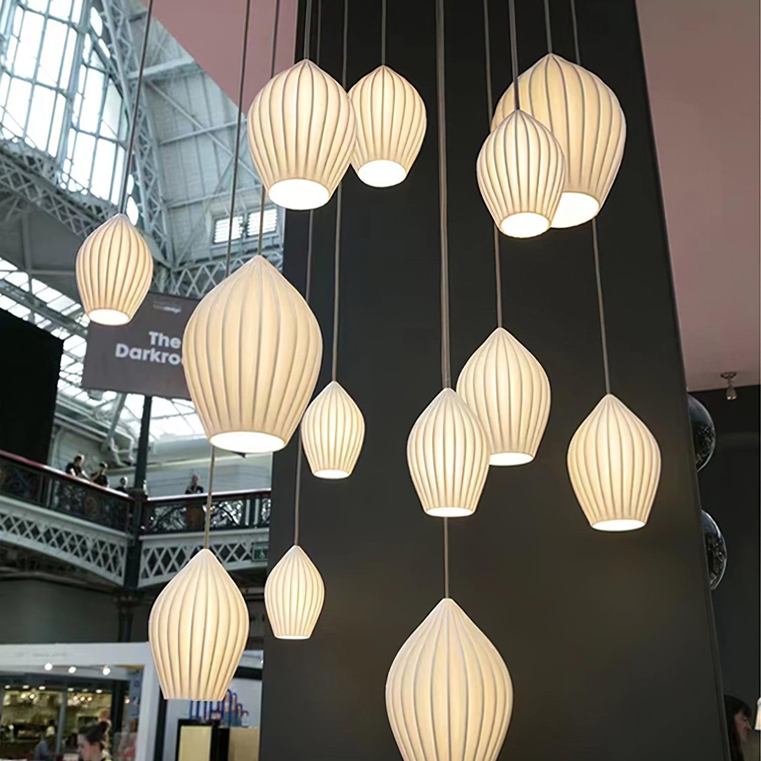 Ozawa  Modern Simplicity Ceramic Ribbed Pendant Light Bedroom