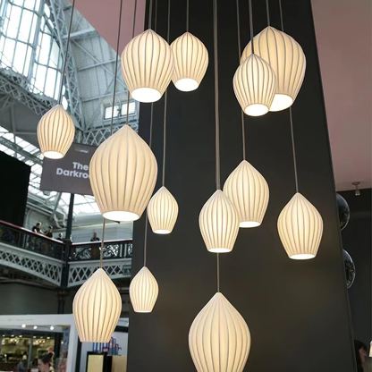 Ozawa  Modern Simplicity Ceramic Ribbed Pendant Light Bedroom