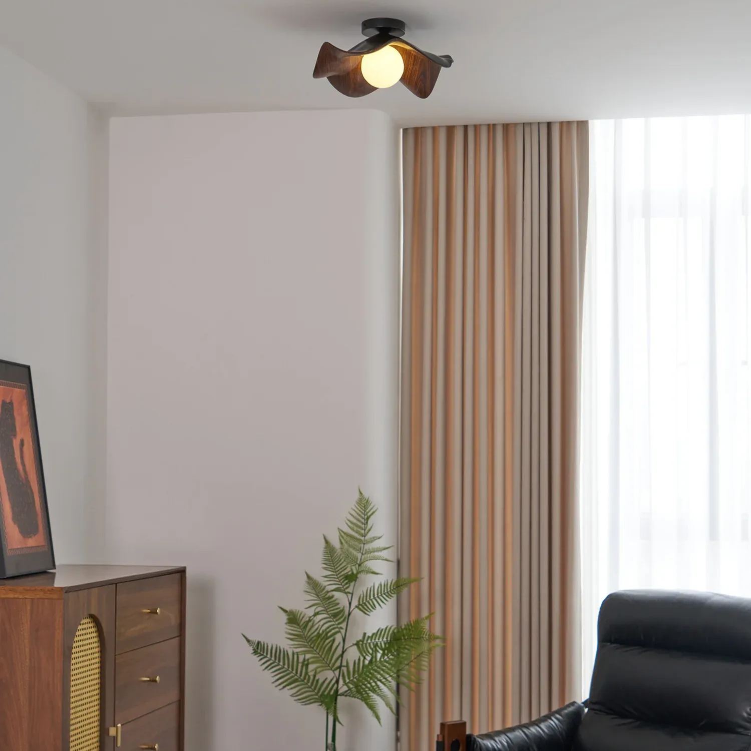 Carins Modern Unusual White Wood Ceiling Light Bedroom Dining Room