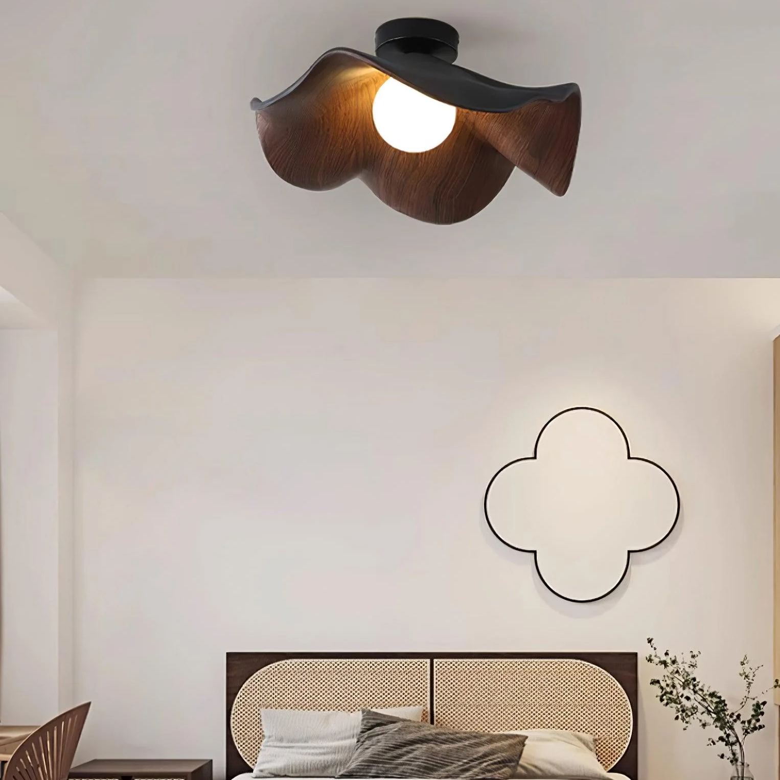 Carins Modern Unusual White Wood Ceiling Light Bedroom Dining Room