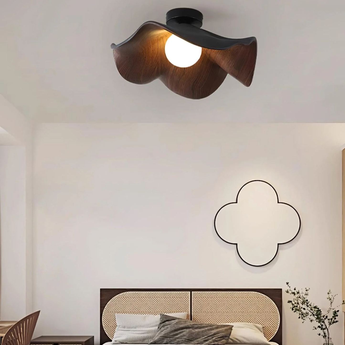 Carins Modern Unusual White Wood Ceiling Light Bedroom Dining Room