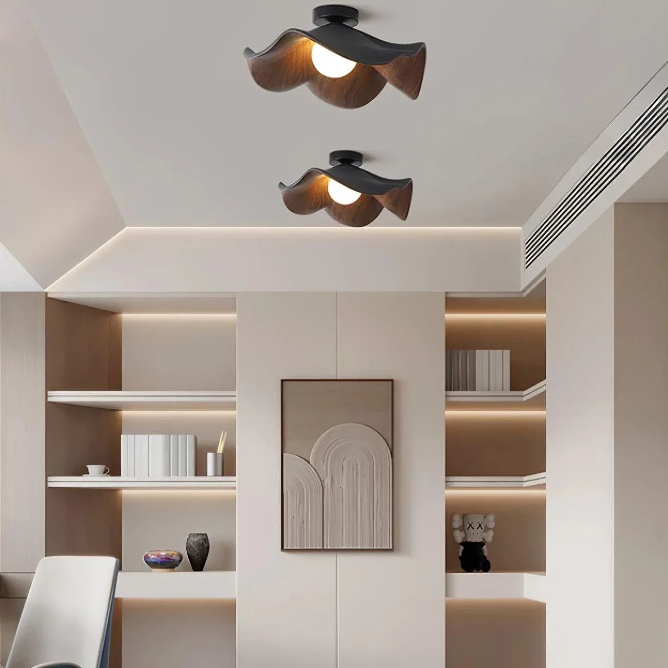 Carins Modern Unusual White Wood Ceiling Light Bedroom Dining Room
