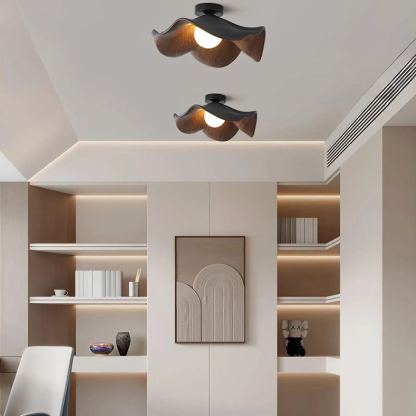 Carins Modern Unusual White Wood Ceiling Light Bedroom Dining Room