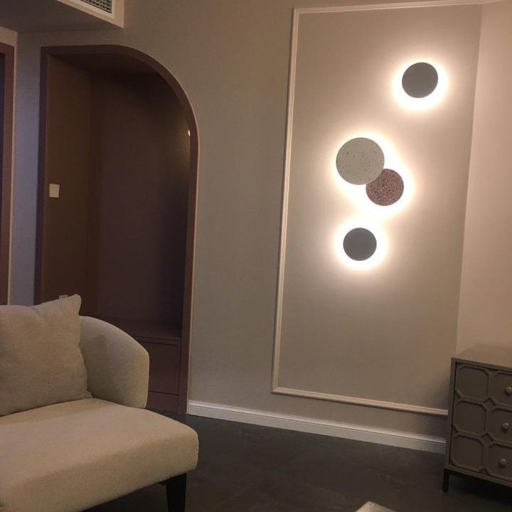Byers Vintage Round Metal Terrazzo Concrete Wall Lamp Bedoom