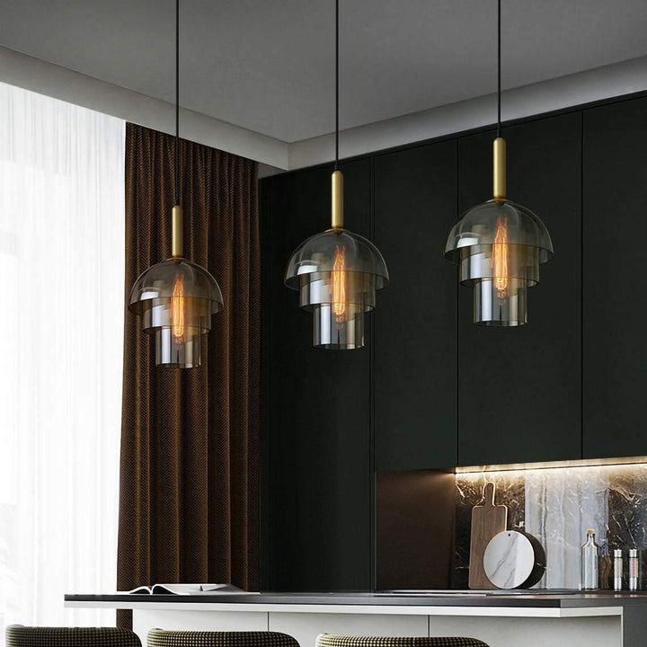 Hailie Modern Contemporary Metal Glass Pendant Light Kitchen Dining Room