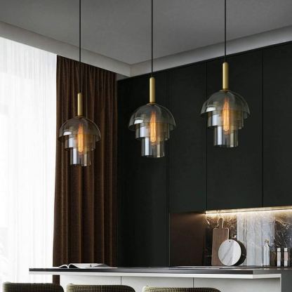 Hailie Modern Contemporary Metal Glass Pendant Light Kitchen Dining Room