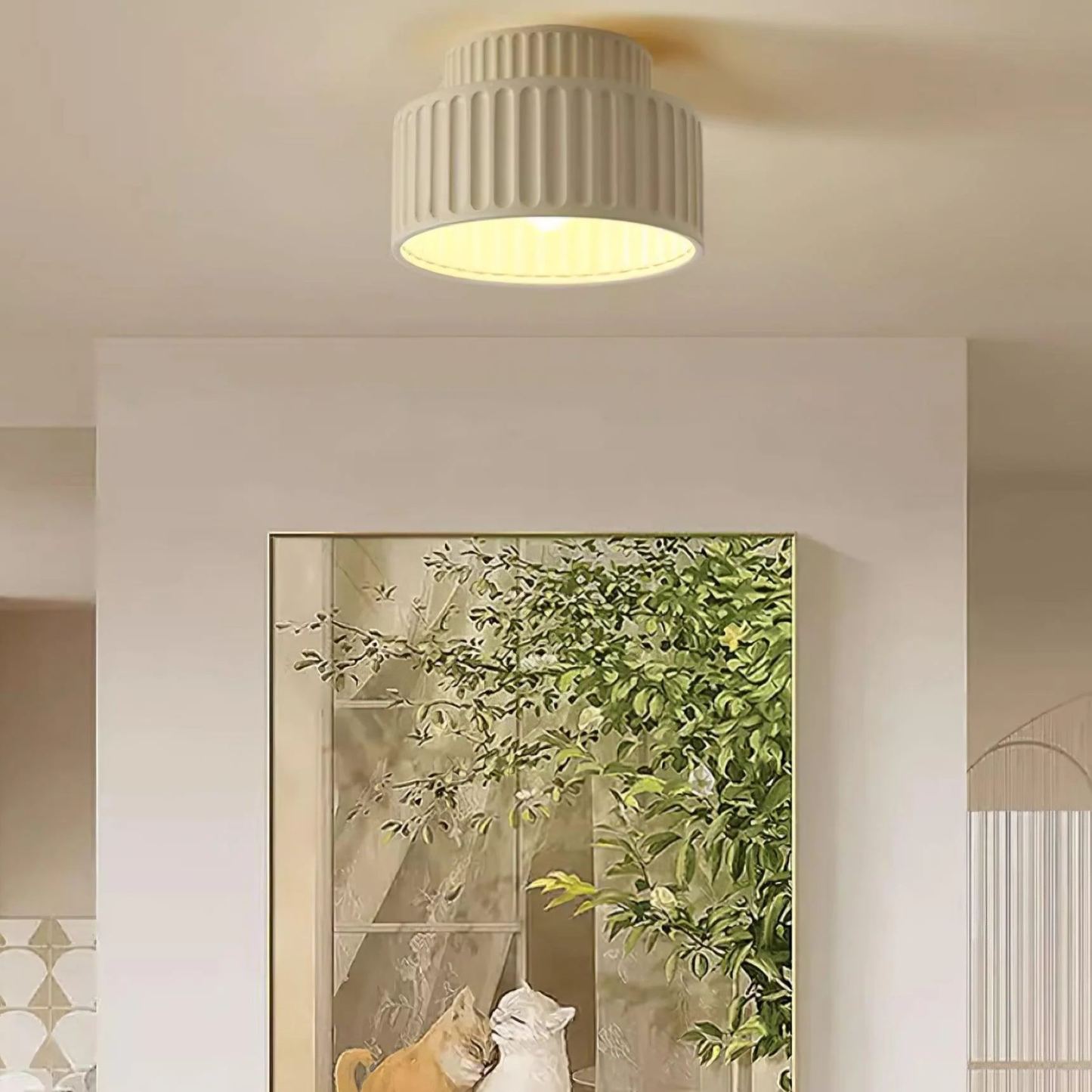 Hailie Modern Beige White Orange Green Ceiling Lamp Bedroom  Dining Room