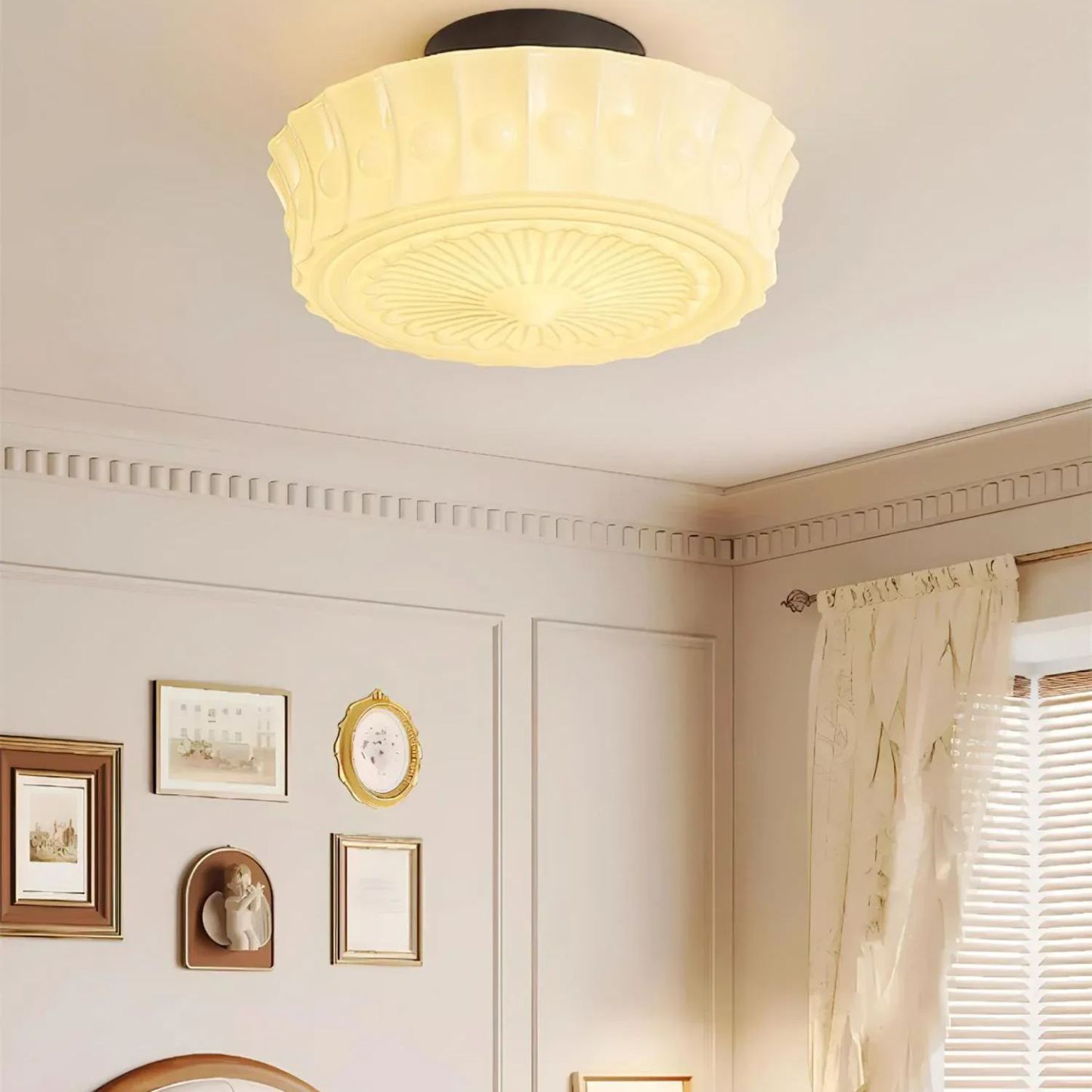 Quinn Nordic Beige White Ceiling Lamp Bedroom  Dining Room