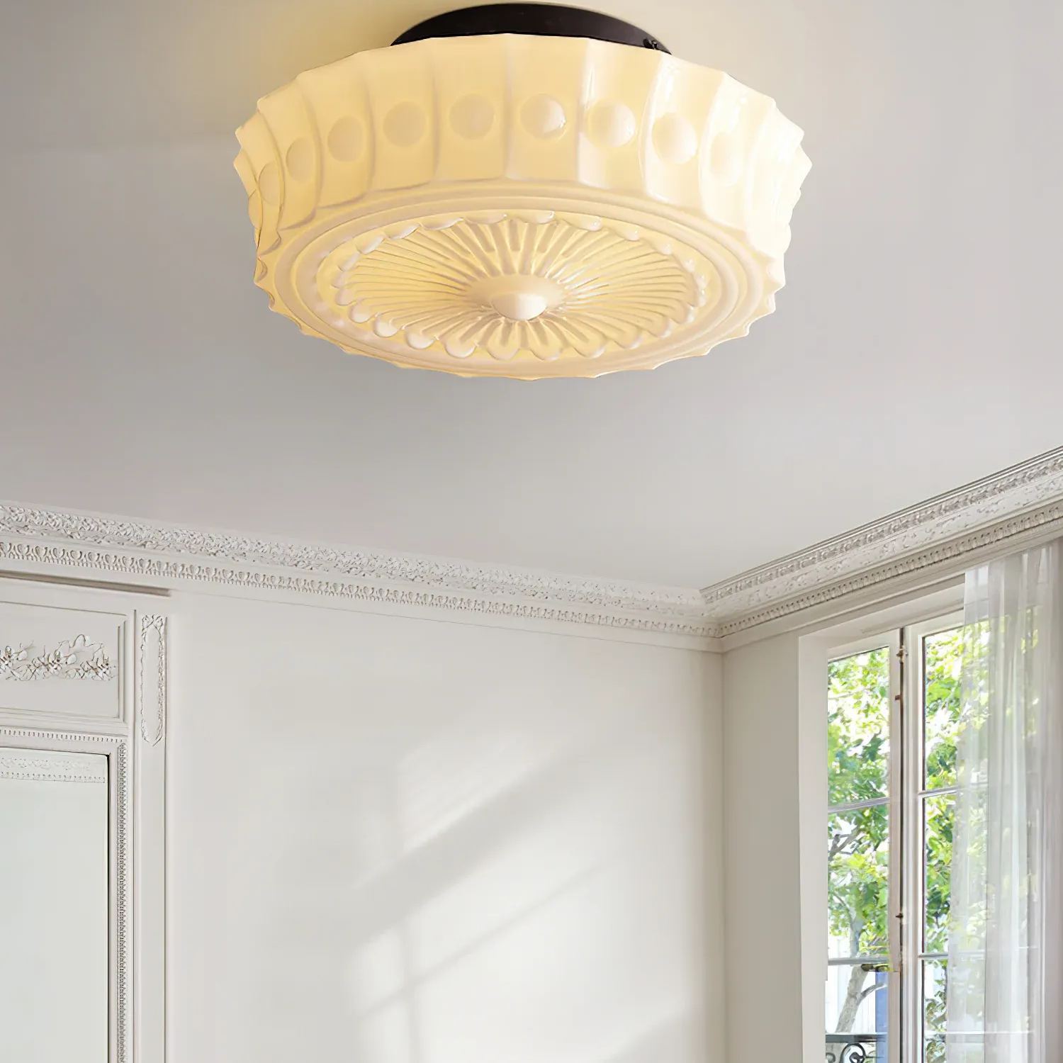 Quinn Nordic Beige White Ceiling Lamp Bedroom  Dining Room