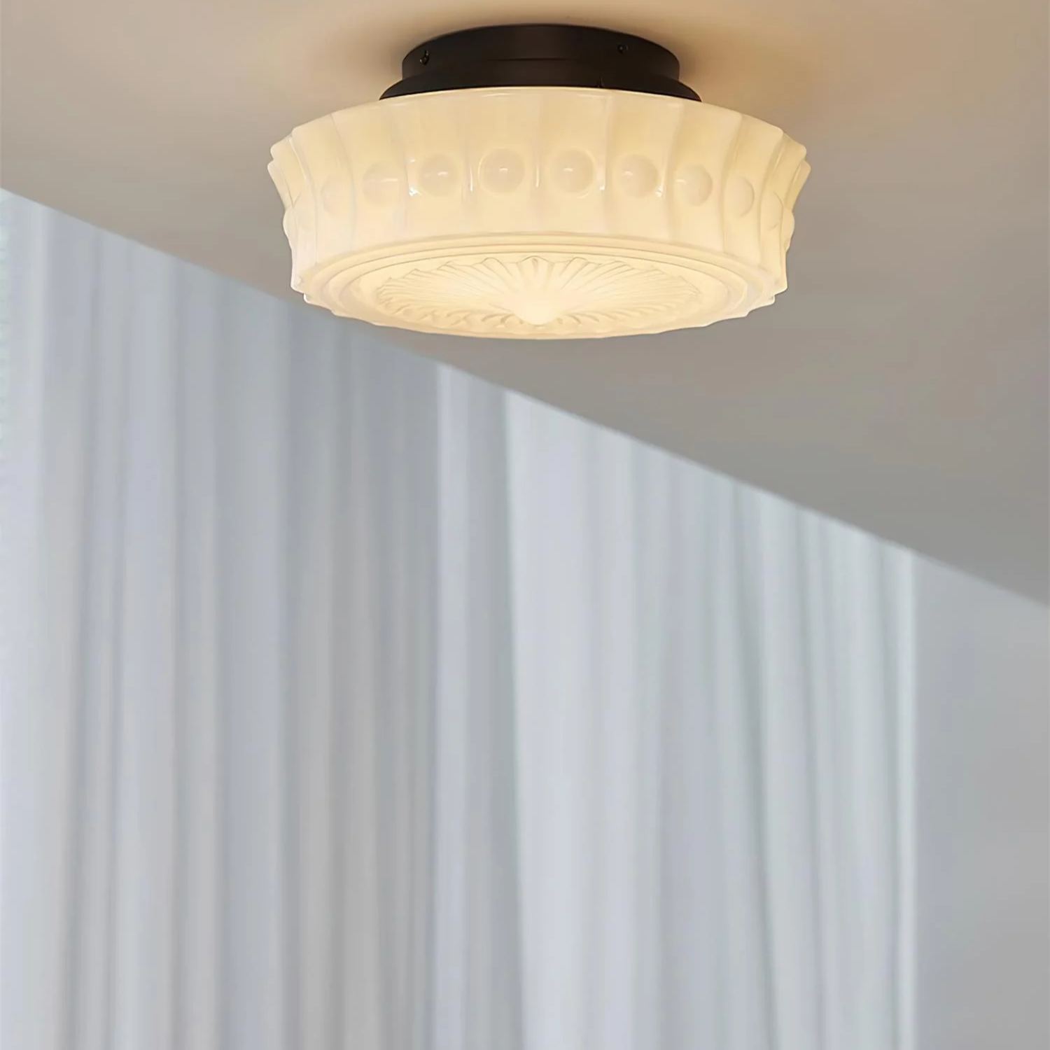 Quinn Nordic Beige White Ceiling Lamp Bedroom  Dining Room