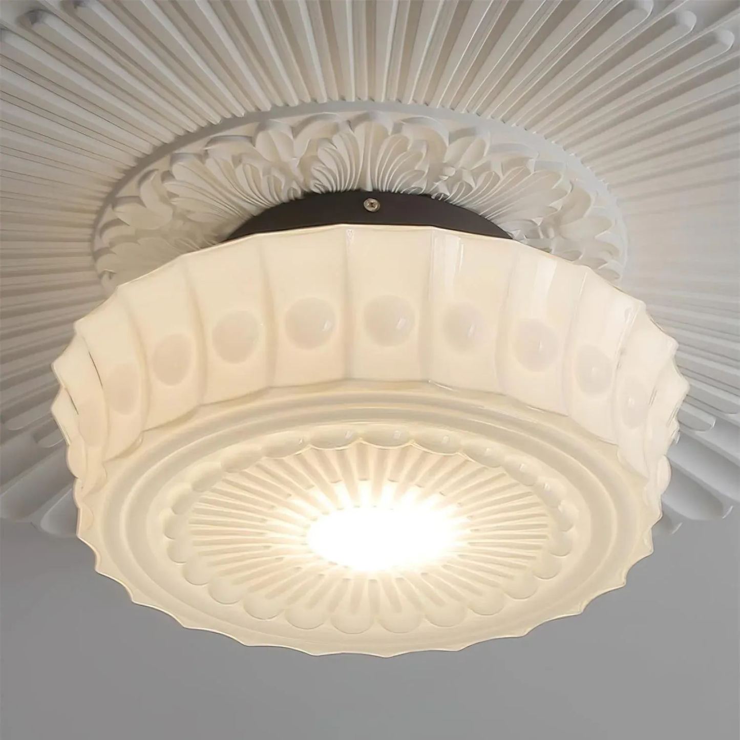 Quinn Nordic Beige White Ceiling Lamp Bedroom  Dining Room