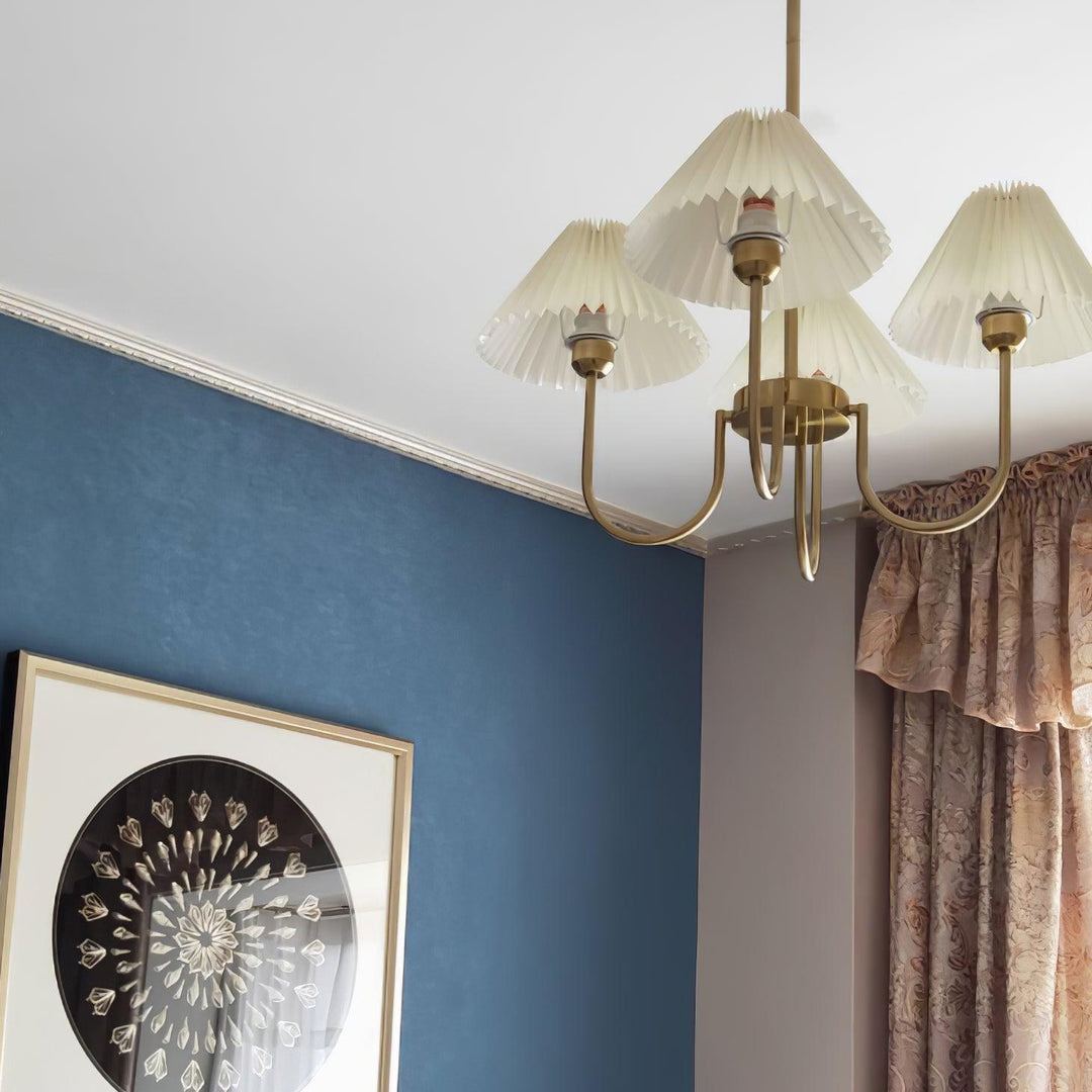 Alessio Gorgeous Pleated Metal Fabric Chandelier Living Room Bedroom