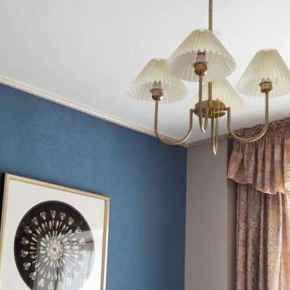 Alessio Gorgeous Pleated Metal Fabric Chandelier Living Room Bedroom