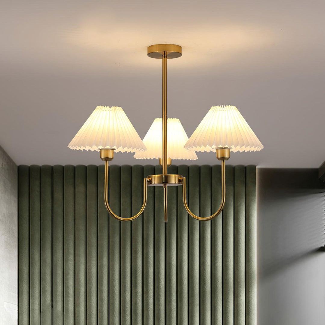 Alessio Gorgeous Pleated Metal Fabric Chandelier Living Room Bedroom