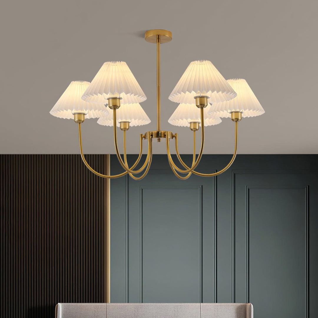 Alessio Gorgeous Pleated Metal Fabric Chandelier Living Room Bedroom