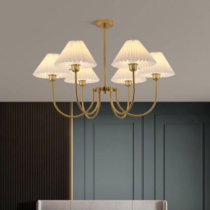 Alessio Gorgeous Pleated Metal Fabric Chandelier Living Room Bedroom