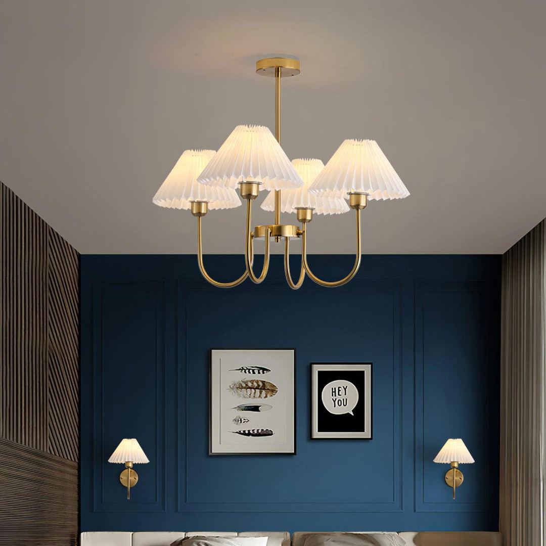 Alessio Gorgeous Pleated Metal Fabric Chandelier Living Room Bedroom