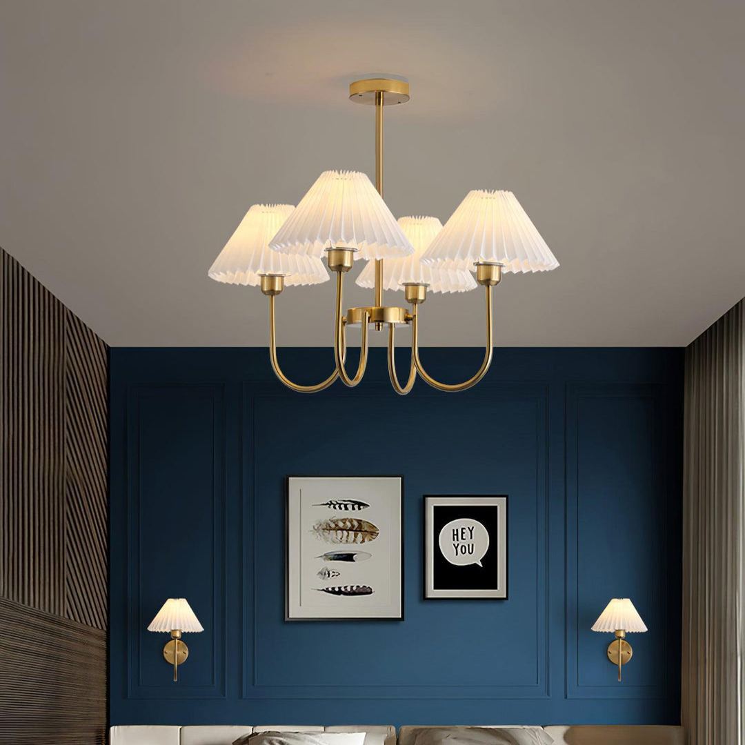 Alessio Gorgeous Pleated Metal Fabric Chandelier Living Room Bedroom