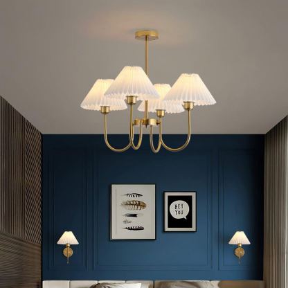 Alessio Gorgeous Pleated Metal Fabric Chandelier Living Room Bedroom