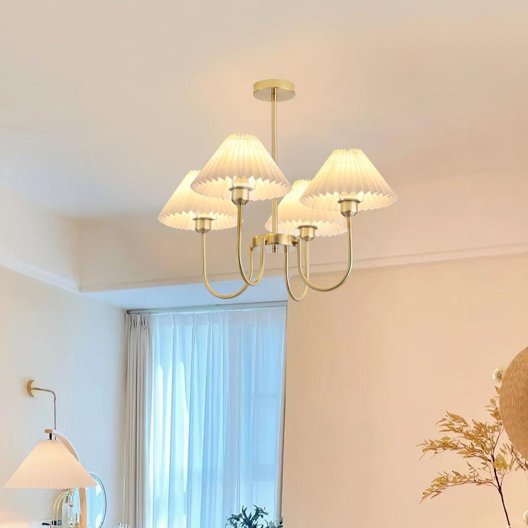 Alessio Gorgeous Pleated Metal Fabric Chandelier Living Room Bedroom