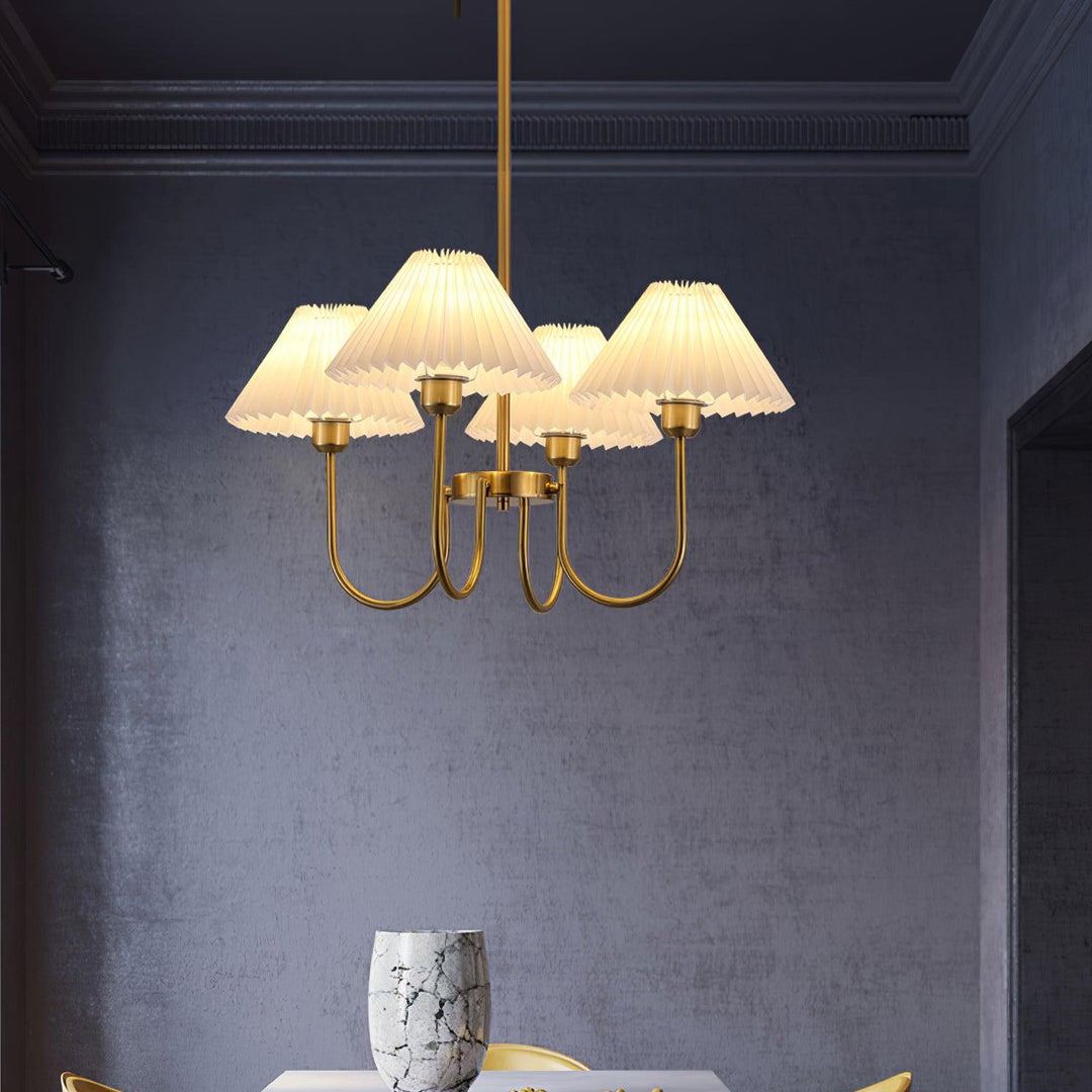 Alessio Gorgeous Pleated Metal Fabric Chandelier Living Room Bedroom