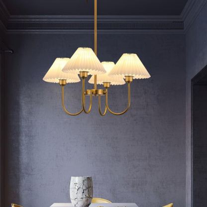 Alessio Gorgeous Pleated Metal Fabric Chandelier Living Room Bedroom