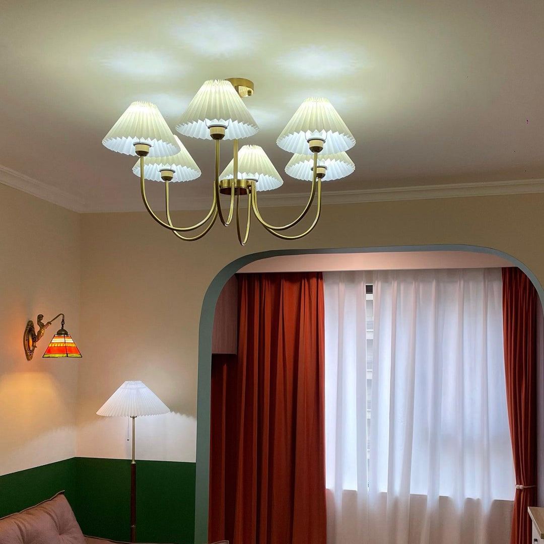 Alessio Gorgeous Pleated Metal Fabric Chandelier Living Room Bedroom