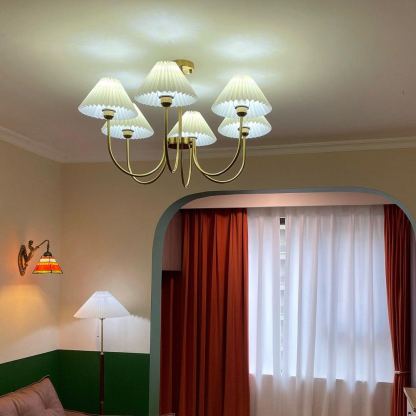 Alessio Gorgeous Pleated Metal Fabric Chandelier Living Room Bedroom