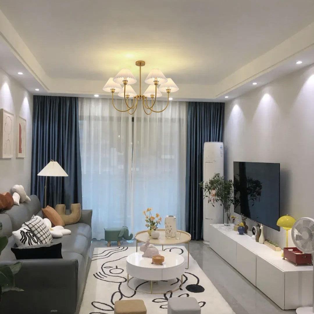 Alessio Gorgeous Pleated Metal Fabric Chandelier Living Room Bedroom