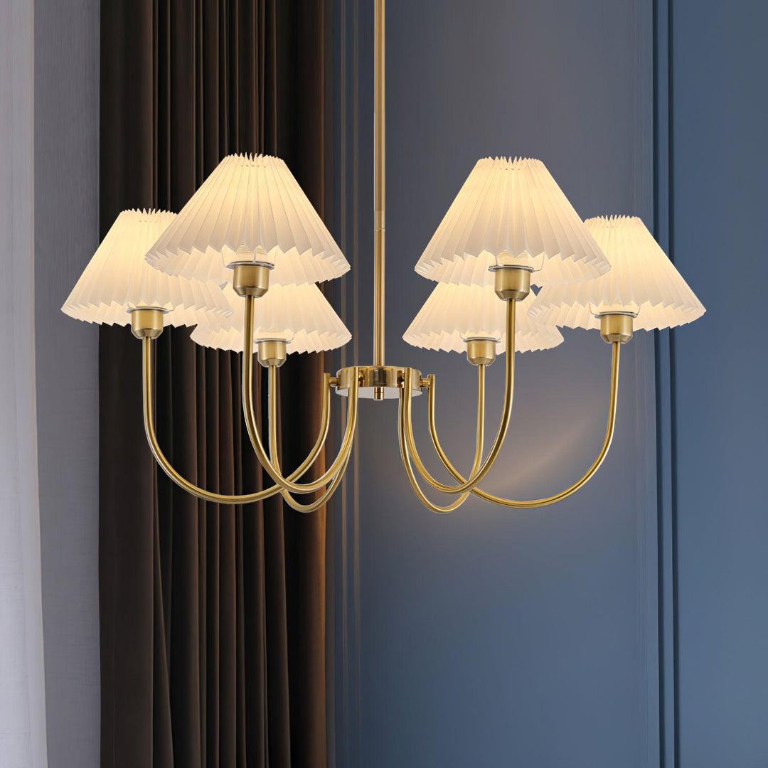 Alessio Gorgeous Pleated Metal Fabric Chandelier Living Room Bedroom
