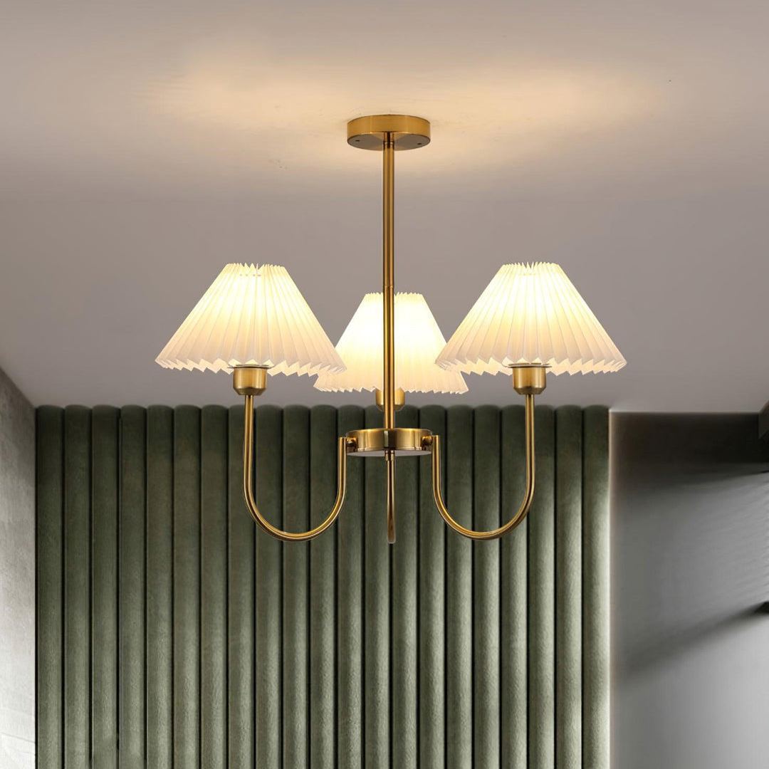 Alessio Gorgeous Pleated Metal Fabric Chandelier Living Room Bedroom