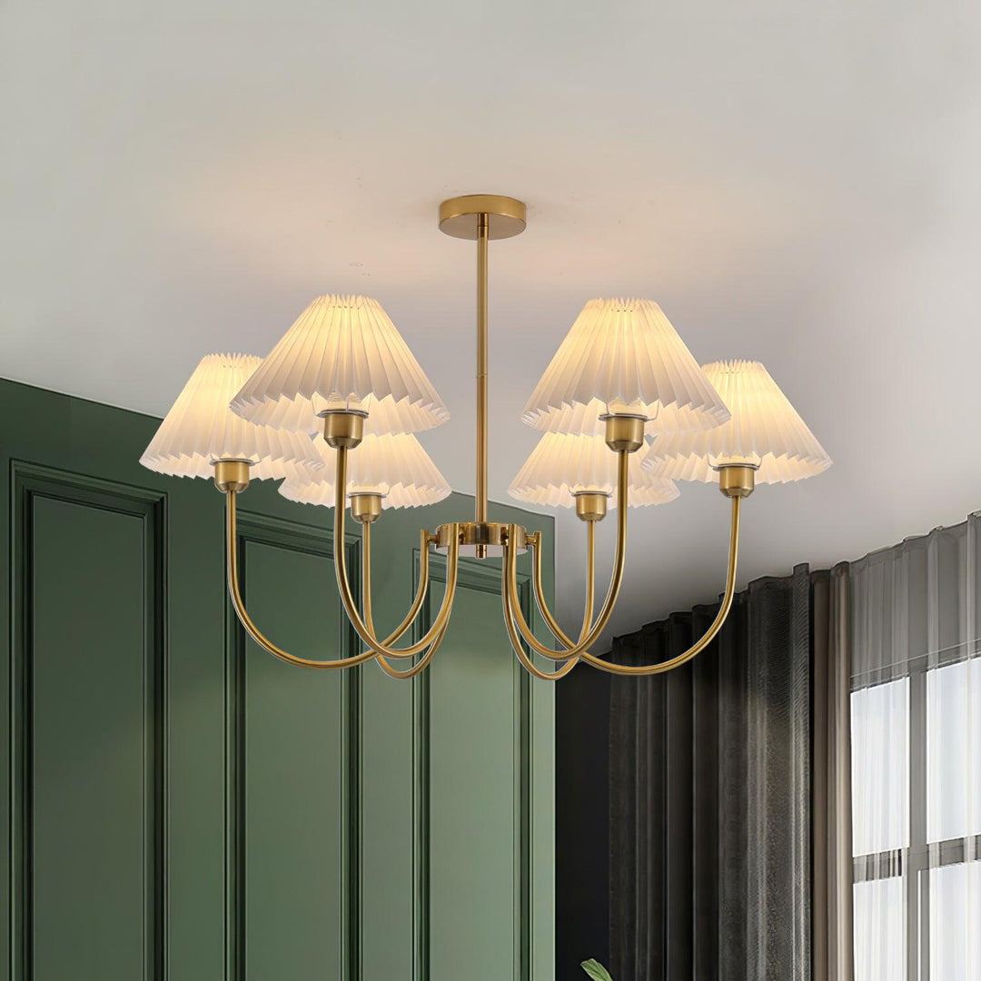 Alessio Gorgeous Pleated Metal Fabric Chandelier Living Room Bedroom