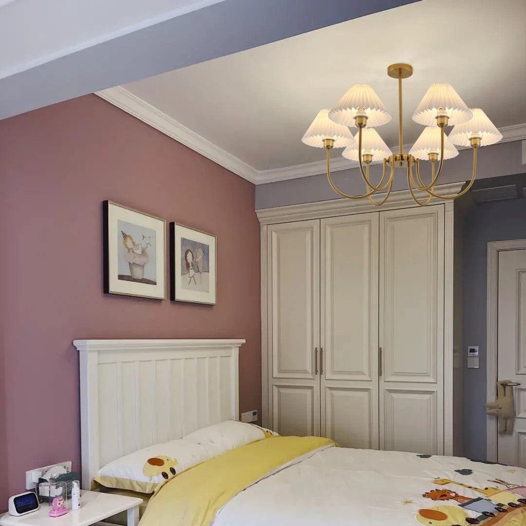 Alessio Gorgeous Pleated Metal Fabric Chandelier Living Room Bedroom