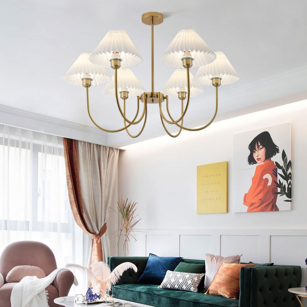 Alessio Gorgeous Pleated Metal Fabric Chandelier Living Room Bedroom