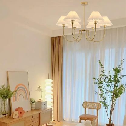 Alessio Gorgeous Pleated Metal Fabric Chandelier Living Room Bedroom