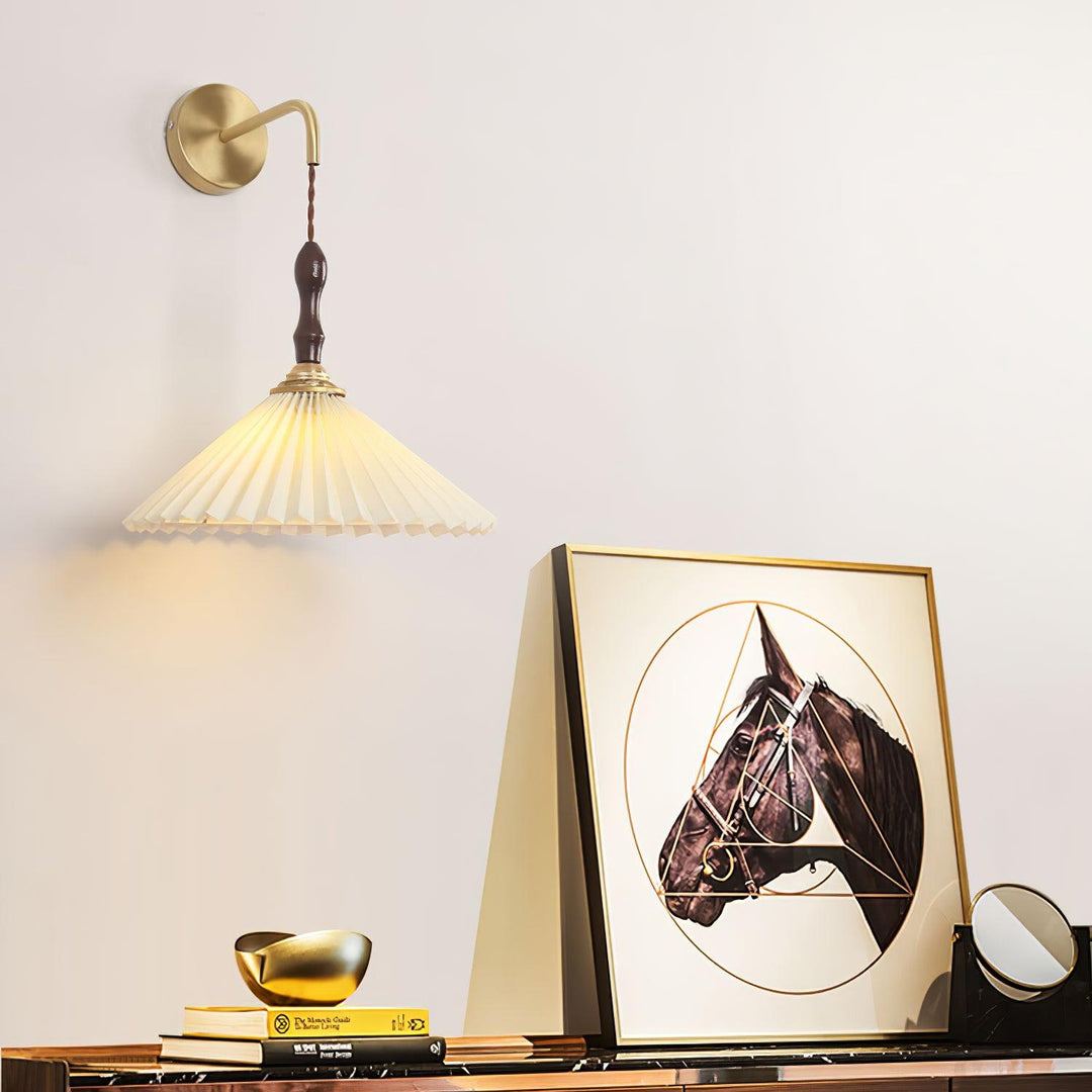 Carins Modern Pleated Wooden Wall Lamp Living Room Bedroom