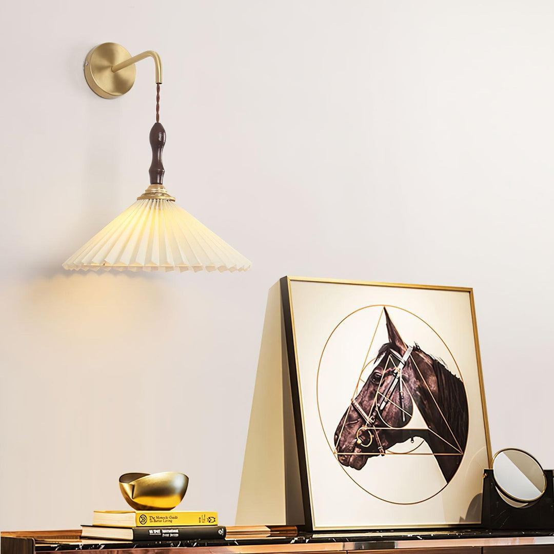 Carins Modern Pleated Wooden Wall Lamp Living Room Bedroom
