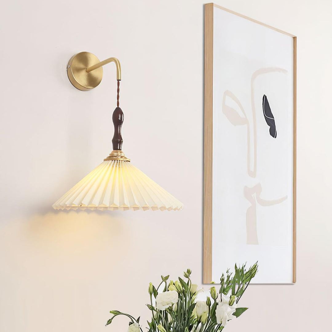 Carins Modern Pleated Wooden Wall Lamp Living Room Bedroom