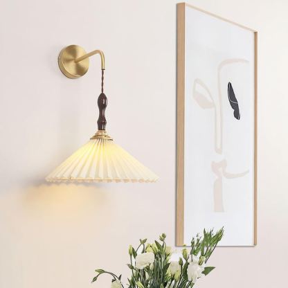 Carins Modern Pleated Wooden Wall Lamp Living Room Bedroom
