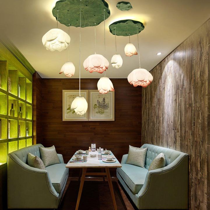 Hailie Modern Stone Flower Chandelier Dining Room Living Room