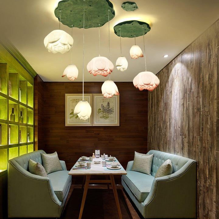Hailie Modern Stone Flower Chandelier Dining Room Living Room