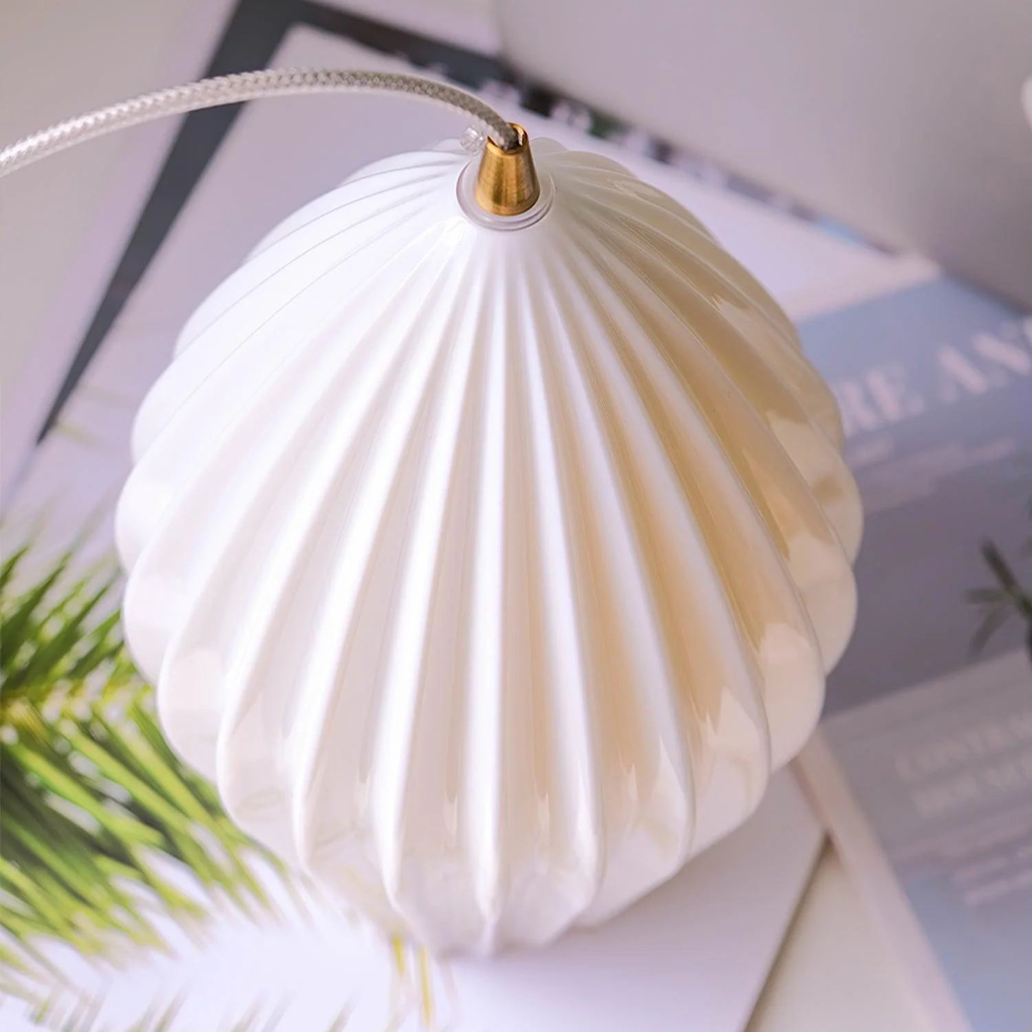 Ozawa Simplicity Ceramic Ribbed Pendant Light Bedroom