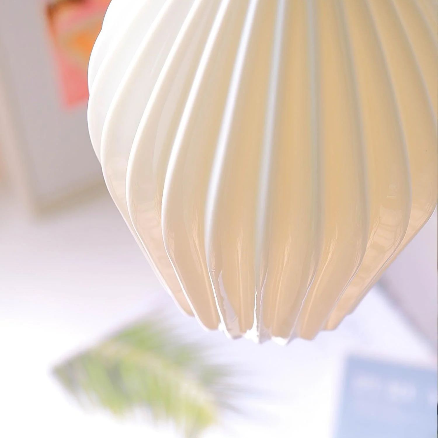 Ozawa Simplicity Ceramic Ribbed Pendant Light Bedroom