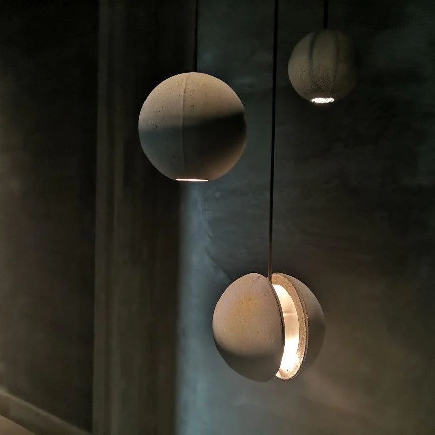 Hailie Minimalism Round Concrete Acrylic Pendant Light Living Room