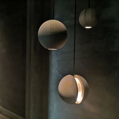 Hailie Minimalism Round Concrete Acrylic Pendant Light Living Room