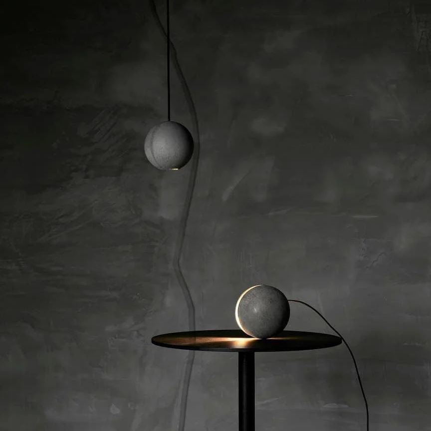 Hailie Minimalism Round Concrete Acrylic Pendant Light Living Room
