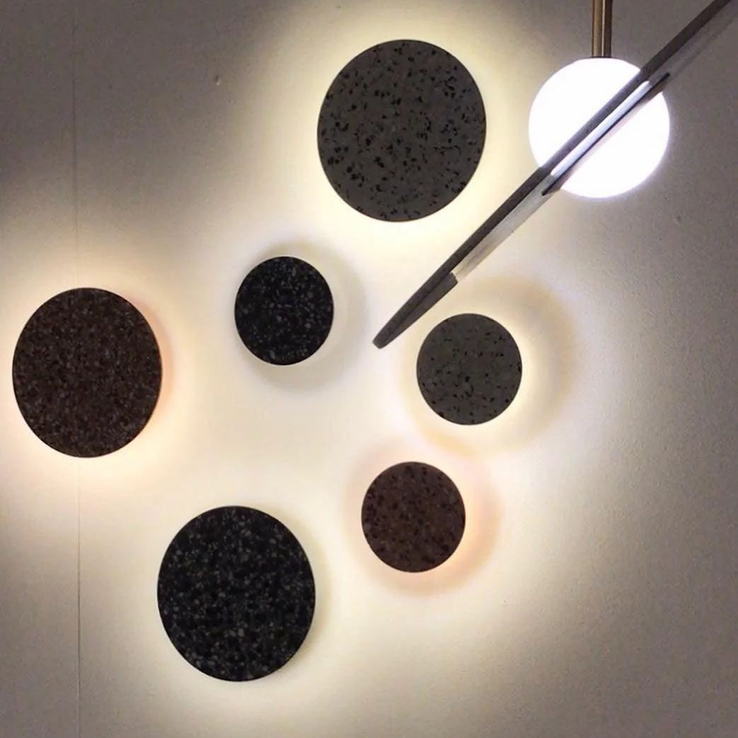 Byers Vintage Round Metal Terrazzo Concrete Wall Lamp Bedoom